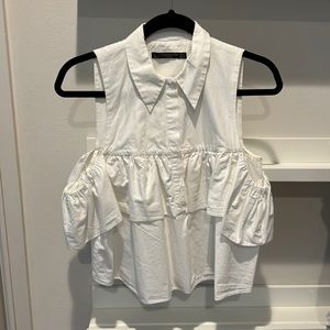 Zara off the shoulder collared shirt